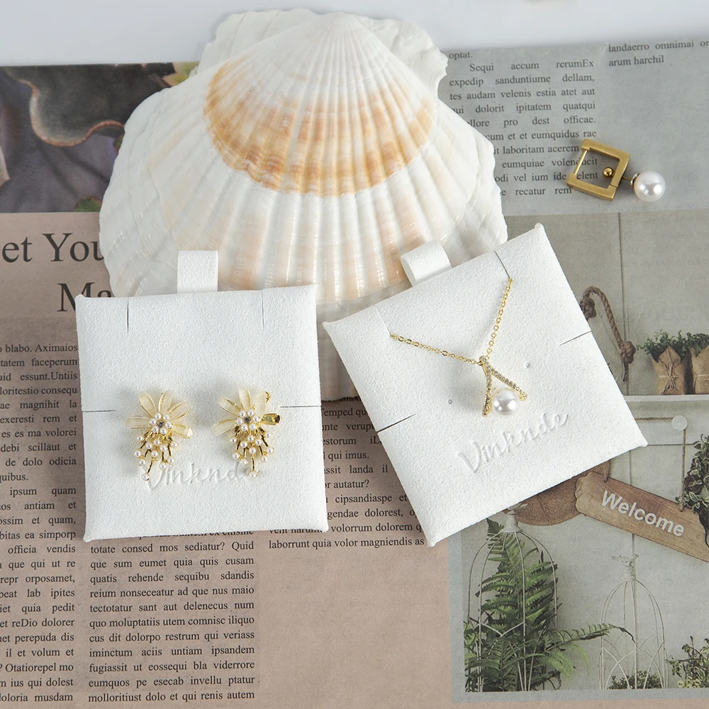 Small Earrings Microfiber Package Cards Custom Logo DIY Handmad Elegant Stud Earring Necklaces Display Card Jewelry Hang Tag Pad