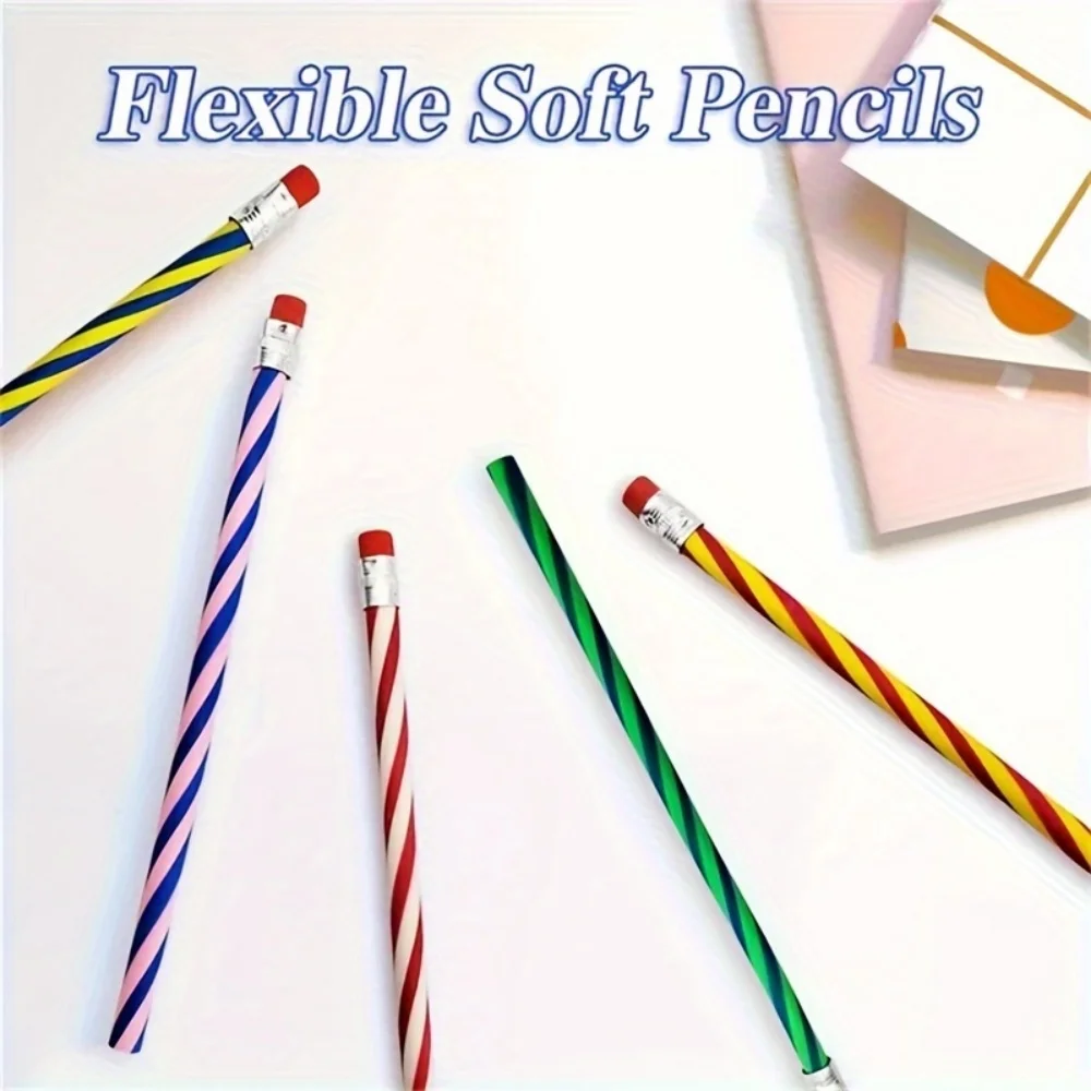 5 matite magiche morbide e pieghevoli con disegni a strisce colorate, perfette per regali per studenti e forniture per il ritorno a scuola - immagine 2