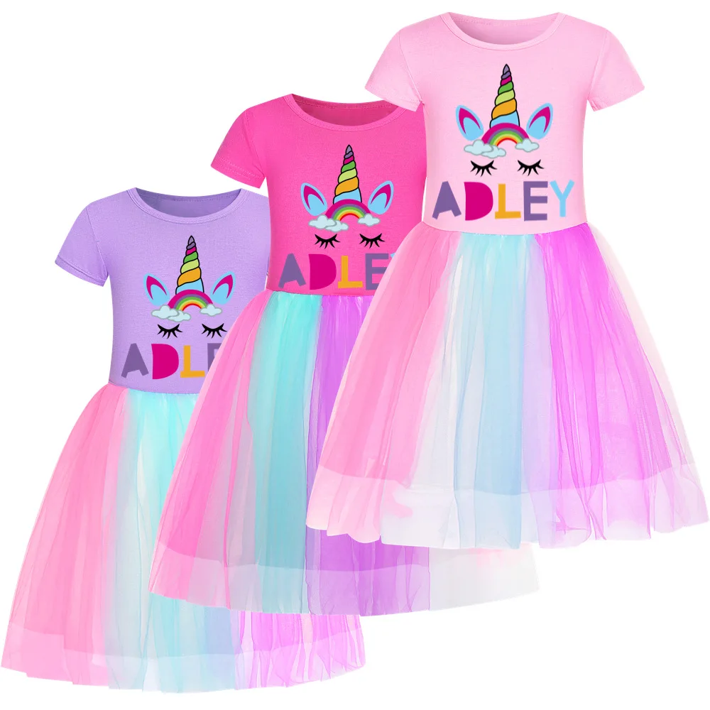 3-12Y Abiti Da Ragazza Per A Per Adley Cotton Girls Girls Sparkle Dress Cartoon Princess Dress For Girls Summer Clothes