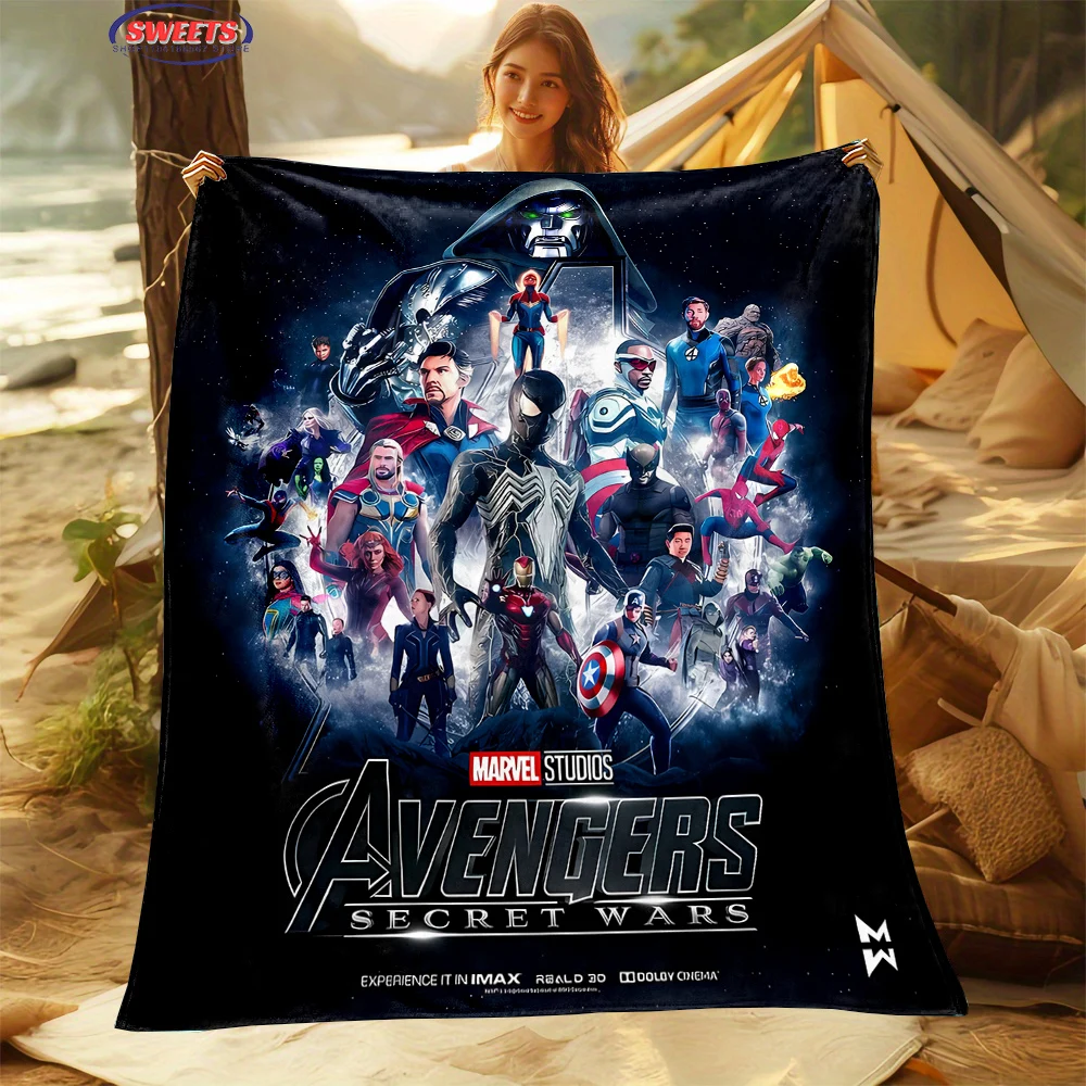 6 Size Marvel Avengers Blanket Sofa Bed Cover Four Season Soft Fluffy Quilt Blanket Flannel Throw Outdoor Leisure Nap Trip Gifts 6