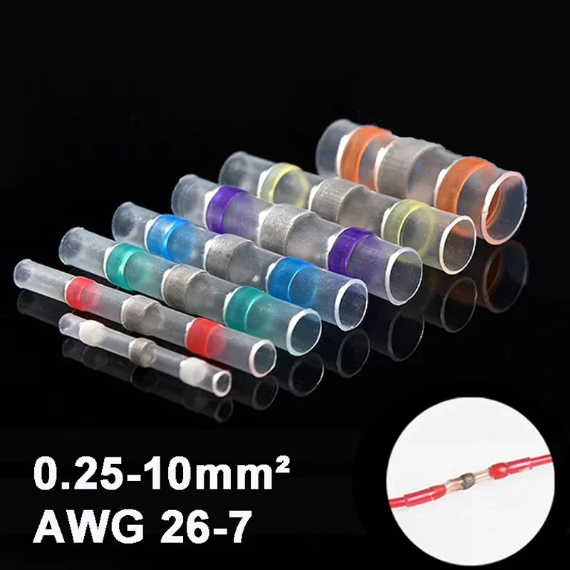 5/10/20/30PCS Schrumpf Wasserdichte Solder Dichtung Ärmeln Butt Draht Anschlüsse Elektrische Isolierte Kabel Splice Terminals