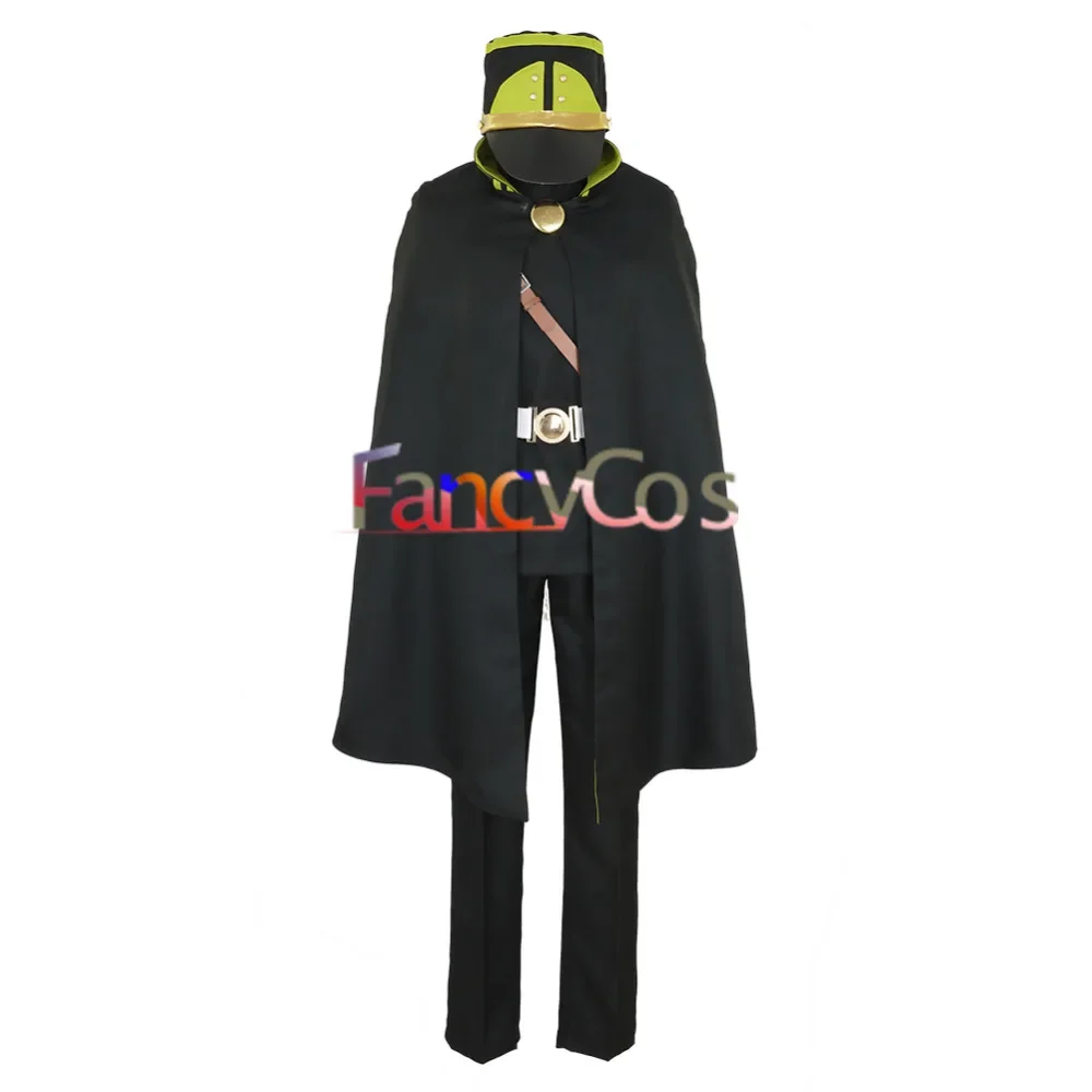 

Seraph of The End Yuichiro Hyakuya Uniform Cosplay Костюм для взрослых Военная Униформа черная накидка шапка Аниме Косплей Carvinal
