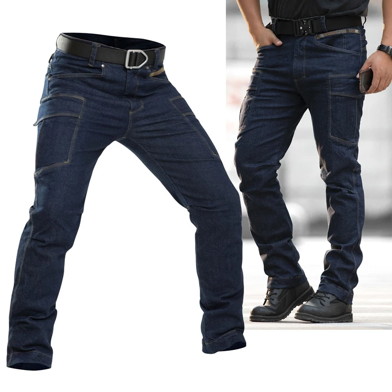 US Stretch Jeans Men Hiking Fishing Denim Pants Outdoor Tactical Pants Casual Cargo Trousers Hombre Mountaineering Clothing