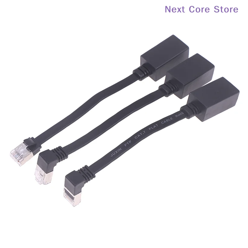 우측/좌측 각도 엘보 네트워크 와이어 90도 CAT7 네트워크 연장 케이블 플랫 울트라 10G RJ45 남성-여성 어댑터 코드