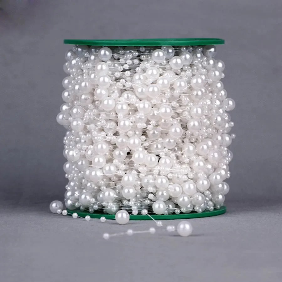 Artificial Plants Artificial Flowers Artificial Flower Bouquet Artificial Flower 5 Meters Artificial Pearls Beads Chain Garland Flowers DIY Wedding Party Favor Bride Bouquet Decoration Beige White pink red