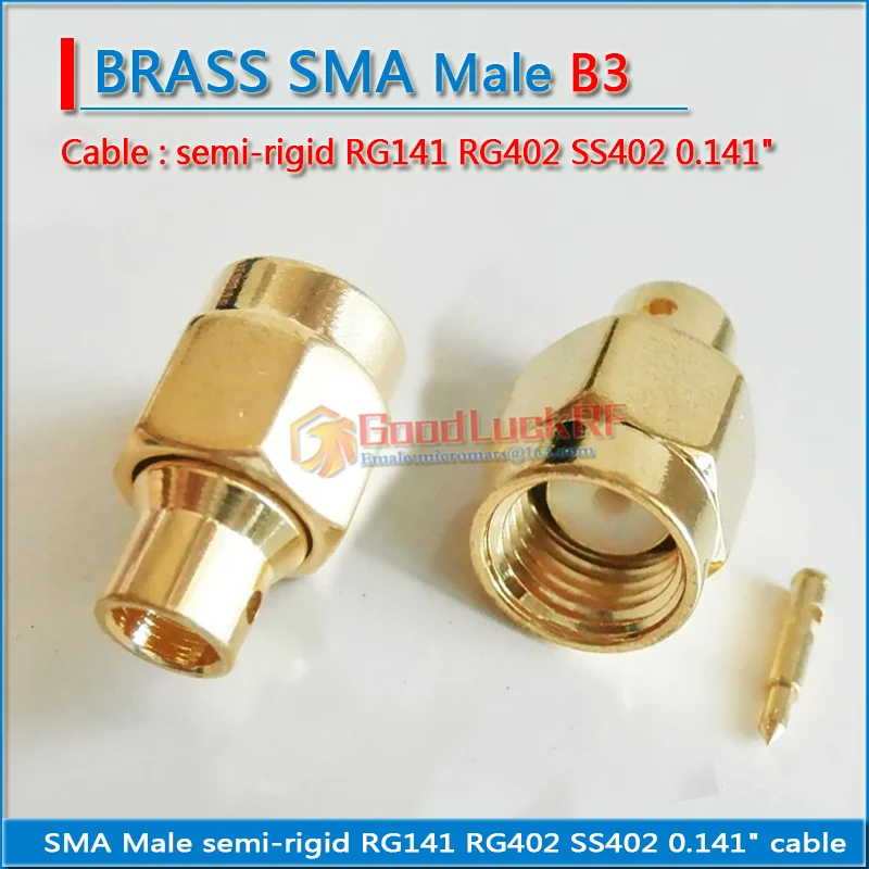 New High-quality Connector SMA Male Solder for semi-rigid RG402 0.141 cable Coax Jack Stainless Straight RF Adapters - 13