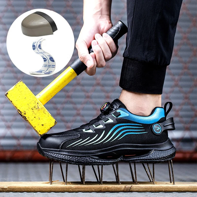 

Outdoor Durable Smash And Puncture Proof Steel Toe Work Shoes With Rotate Button