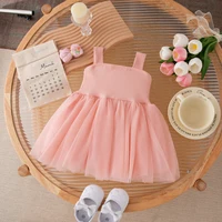 Bébé fille été nouveau nœud couleur unie fronde tricot gonflé décontracté fille enfant robe mignon Simple bébé filles robes de princesse 4