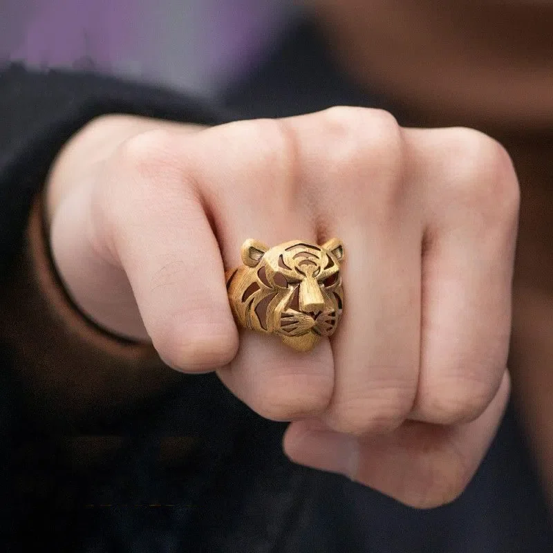 

New 2023 Vintage Fashion Personality Cut-out Tiger Ring Unisex Hip-hop Punk Open Ring Banquet Jewelry Accessories Gift