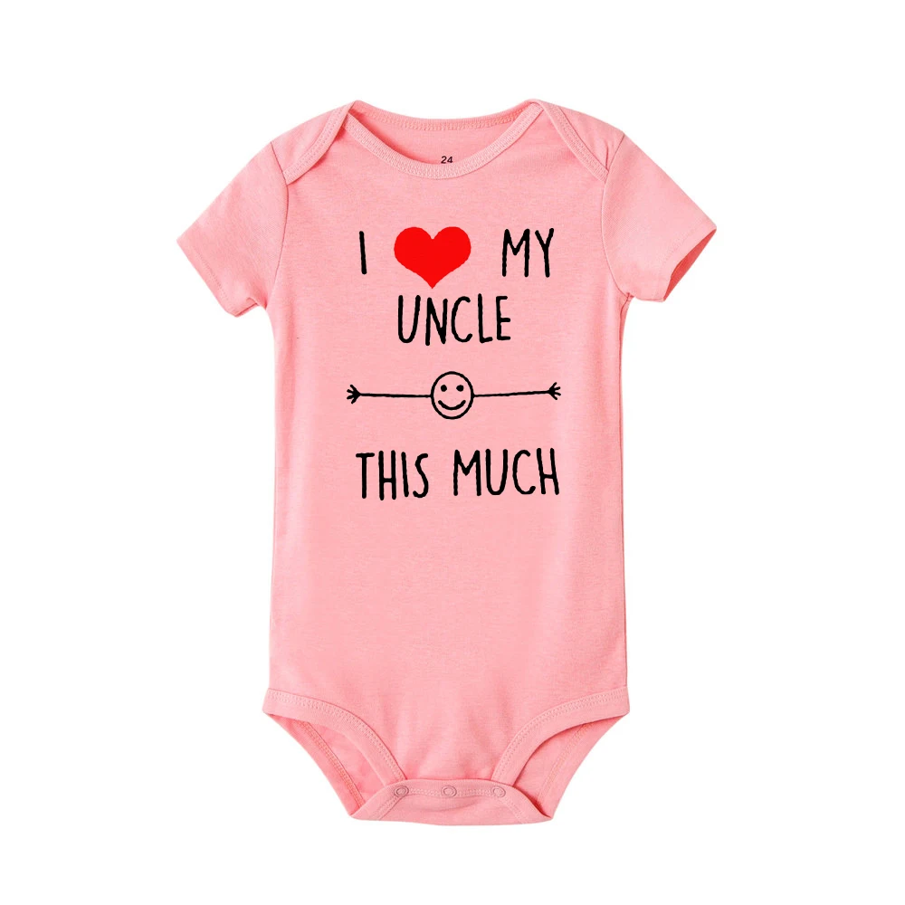 I Love My Uncle This Much Newborn Baby Romper Infant Girls Boys Short Sleeve Clothes Ropa Funny Cute Smile Printed Bodysuit Gift 4