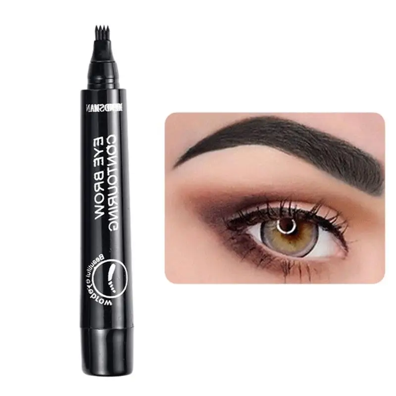 

4 Tipped Smudge Proof Natural Eye Brow Pencil Waterproof Brow Contouring Pen Natural Eyebrow Pencil for Women Men Boys Girls