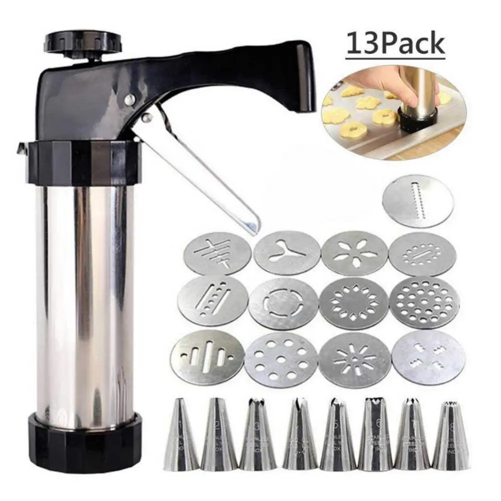 

Manual Cookie Press Maker Machine Gun DIY Churro Maker Stainless Steel Piping Nozzles Biscuit Make Mold Cake Decoration Tools