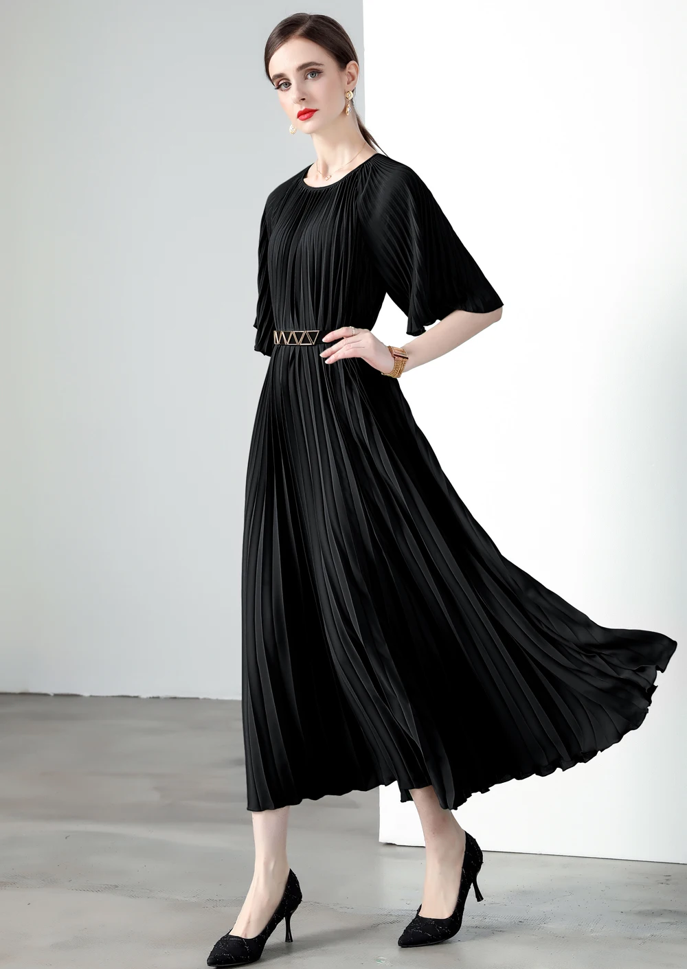 Alex Perry Valerie Cape-Effect Pleated Gown - Janet Mandell