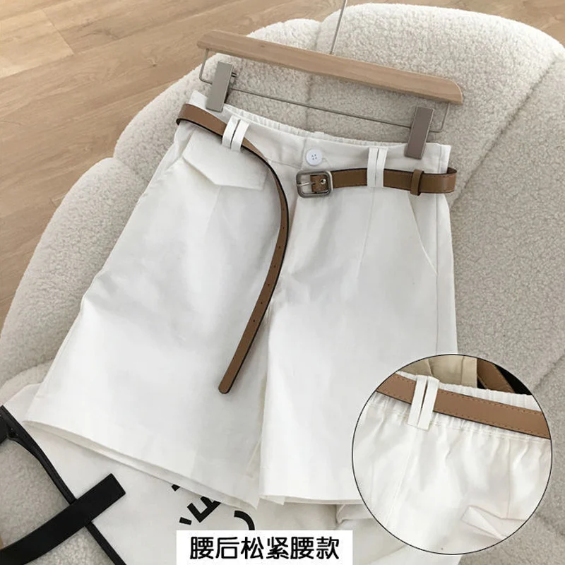 Summer New Thin Loose High Waist Shorts Pocket Solid All-match Plus Size Wide Leg Pants Office Fashion Casual Women Clothing