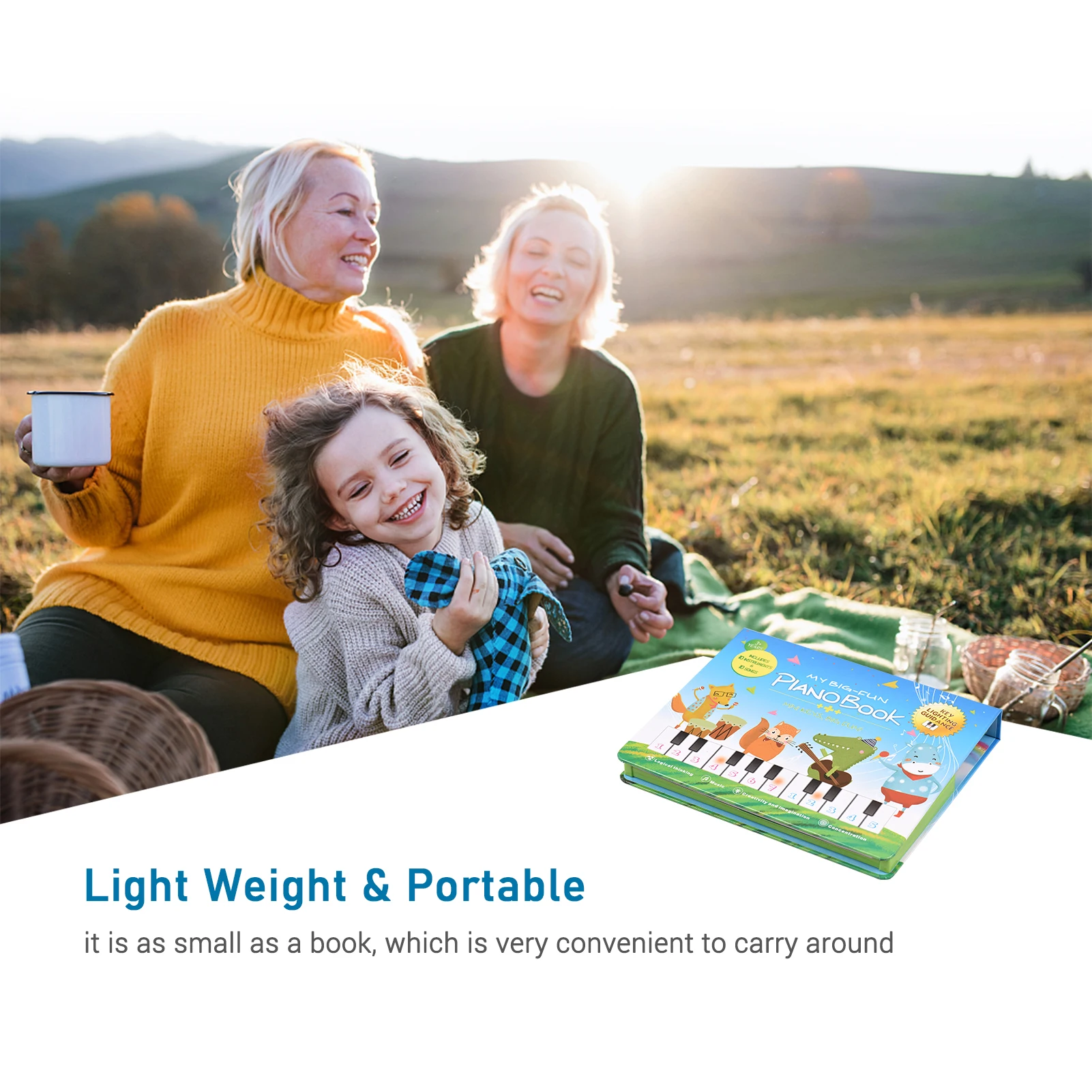 20-key Piano Book Electronic Piano Keyboard & Music Book 2-in-1 Songbook Educational Musical Gadget for Kids Bigfun