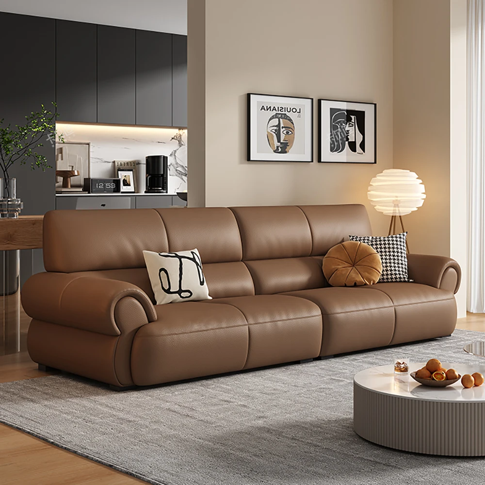 

Modern simple living room furniture straight row leather sofa
