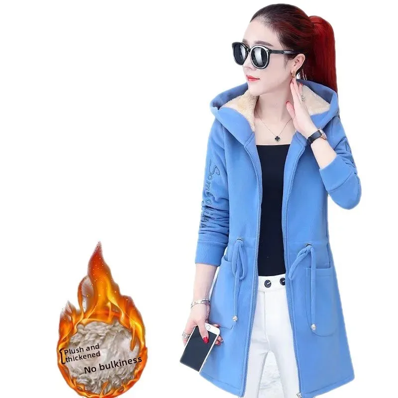 سترة فرو خروف نسائية سميكة من الصوف فضفاضة طويلة س...