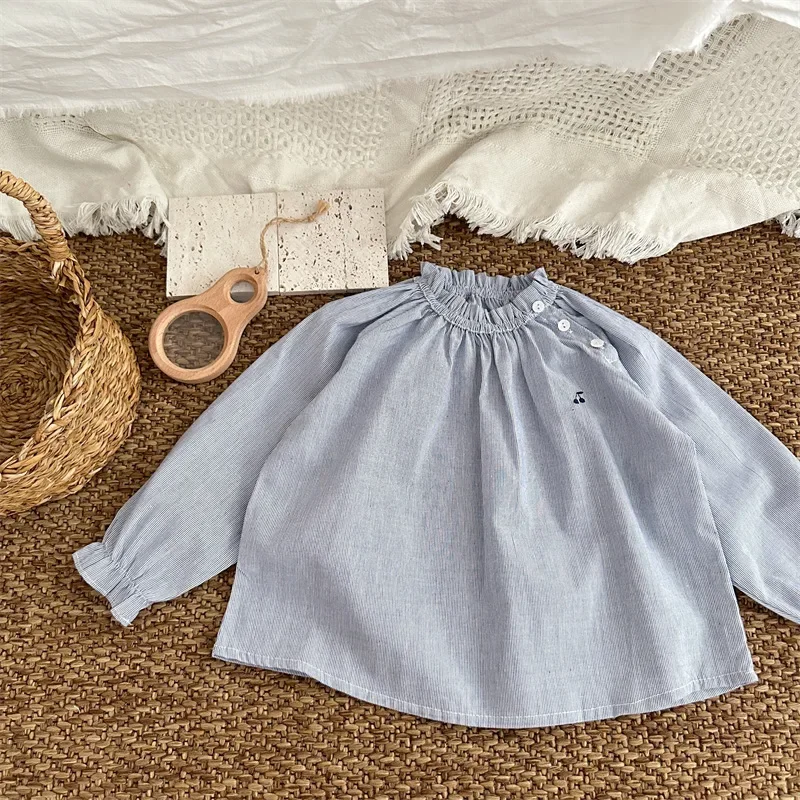 4121 Vintage Girls Blouses New Autumn Princess Long sleeve Shirt 1-7Year Children Tops Blouse