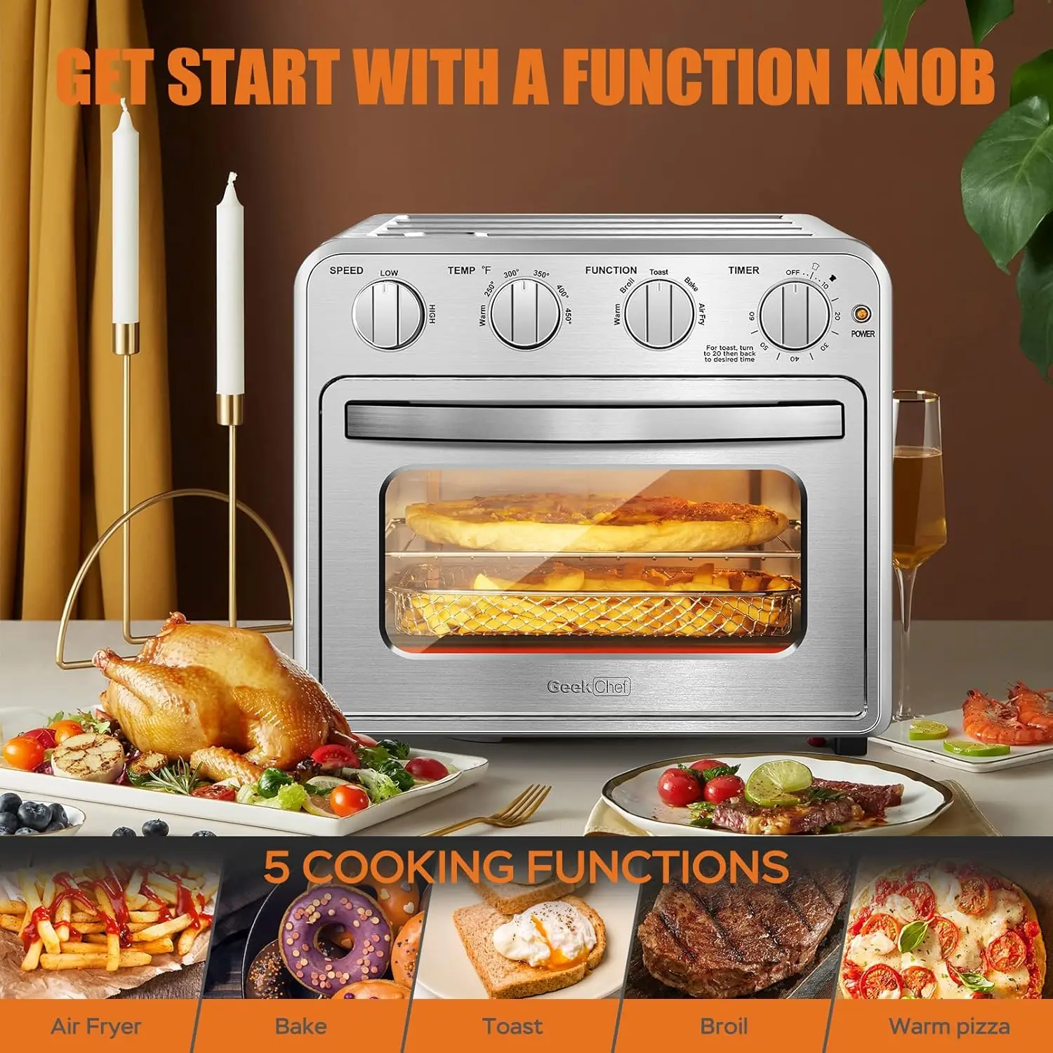 Air Fryer Toaster Oven, 4 Slice Toaster Airfryer Countertop Oven, Electric Hot Oven 4