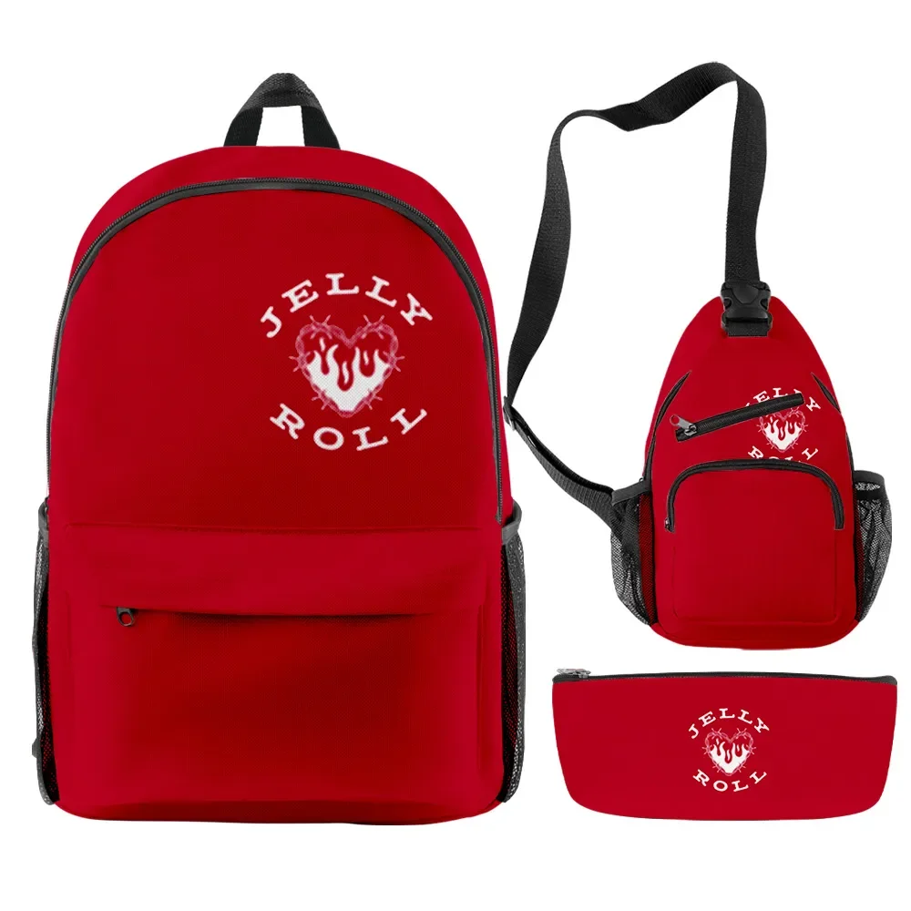 2023 New Jelly Roll Skull Merch 3pcs/set Travel School Bag  Crossbody Bagl Pencil bag Suit For Kids Aldult