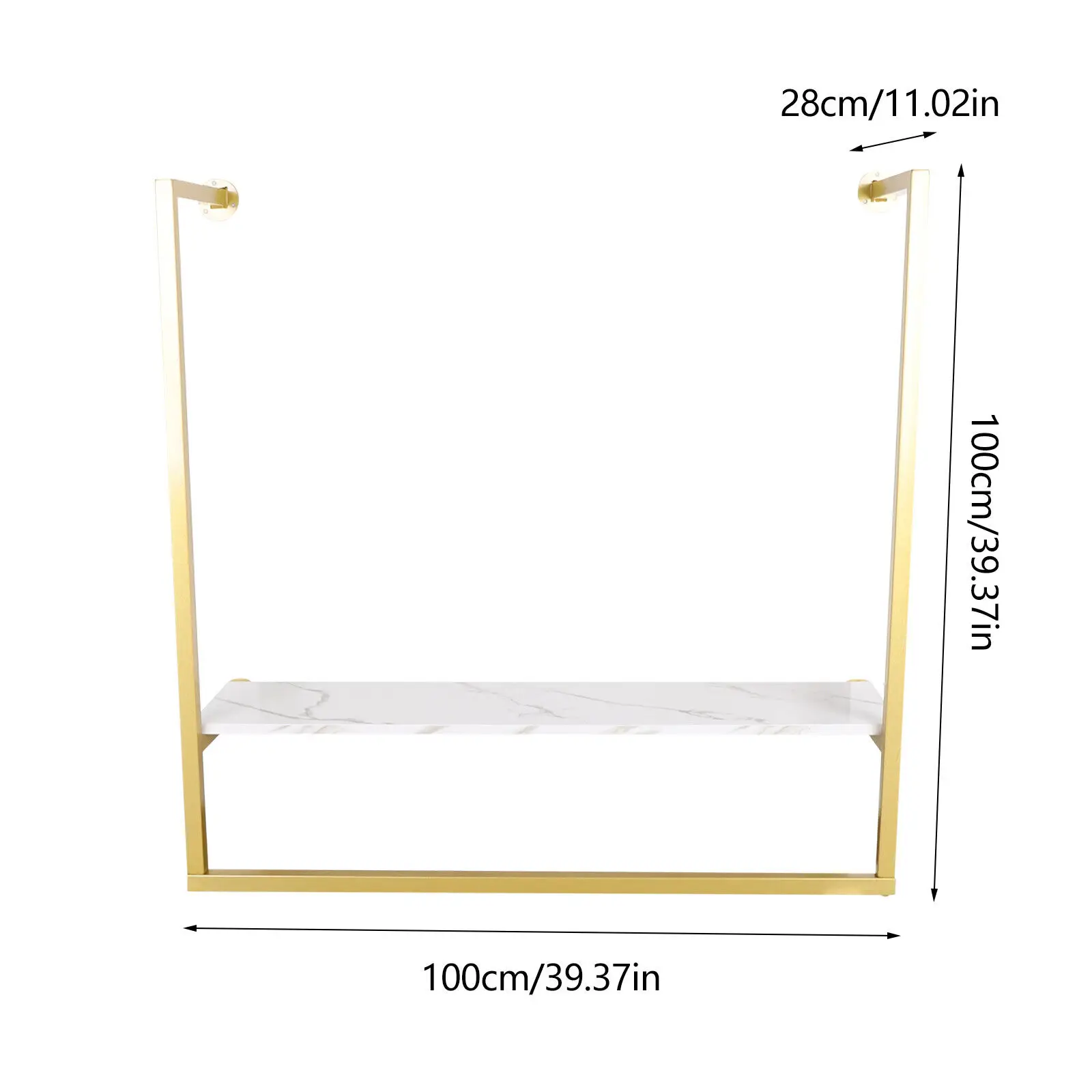 Commercial Wall Mounted Clothing Store Metal Gold Clothes Display Stand Boutique 2