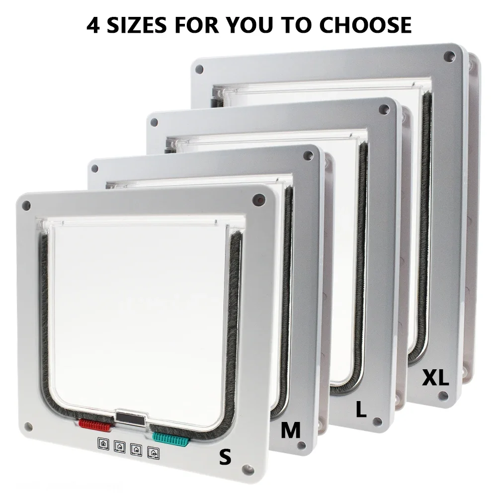 Flap Door with 4 Way Security Lock For Small Dogs Cats Kitten Plastic Small Pet Gate Kit Home Cat Doors cat door pet door