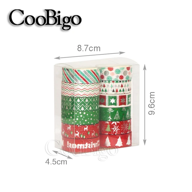 1PC Christmas Washi Tapes Snowflake Reindeer Stripes Kawaii