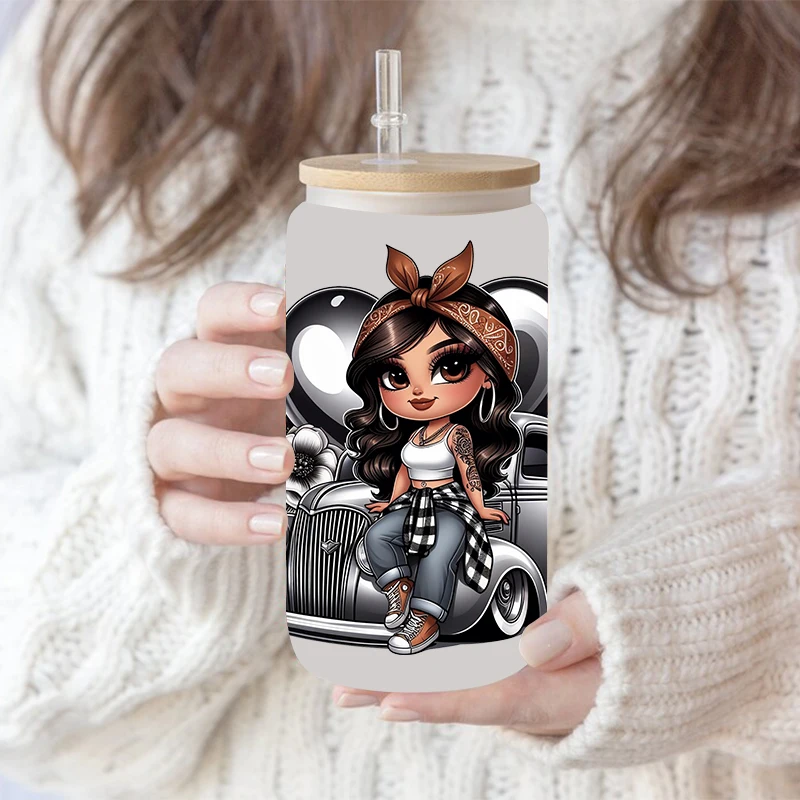 UV DTF Transfer Sticker Little Girl For The 16oz Libbey Glasses Wraps Bottles Cup Can DIY Waterproof Decals D18431 dtf transfer sticker