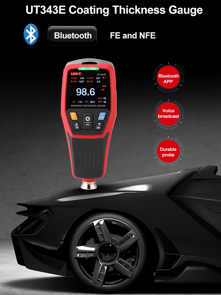 UNI-T Coating Thickness Gauge UT343E 0-2000µm Car Film Paint Thickness Tester TFT Screen Display With Bluetooth - Image 6