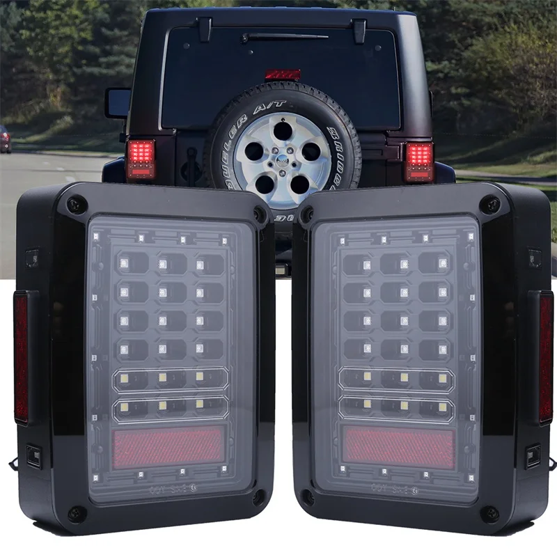 

For 2007-2018 Jeep Wrangler JK LED Tail Light DRL Brake Reverse Turn Signal Rear Taillight Assembly European US Version