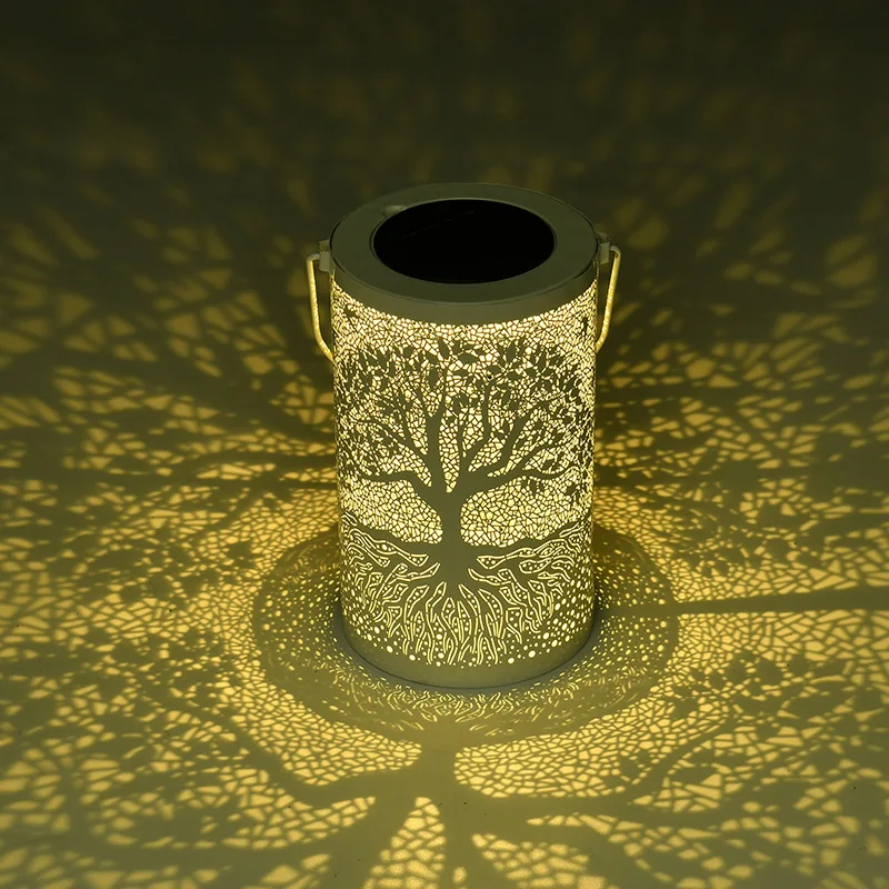 

Solar Energy Light For Garden Iron Hollow Trees Projection Lamp Courtyard Outdoors Waterproof Decorate Landscape Lighting