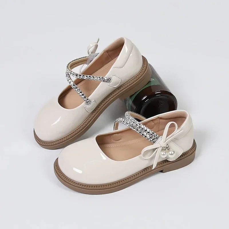 Girls Leather Wedding Shoes with Bowknot for Spring