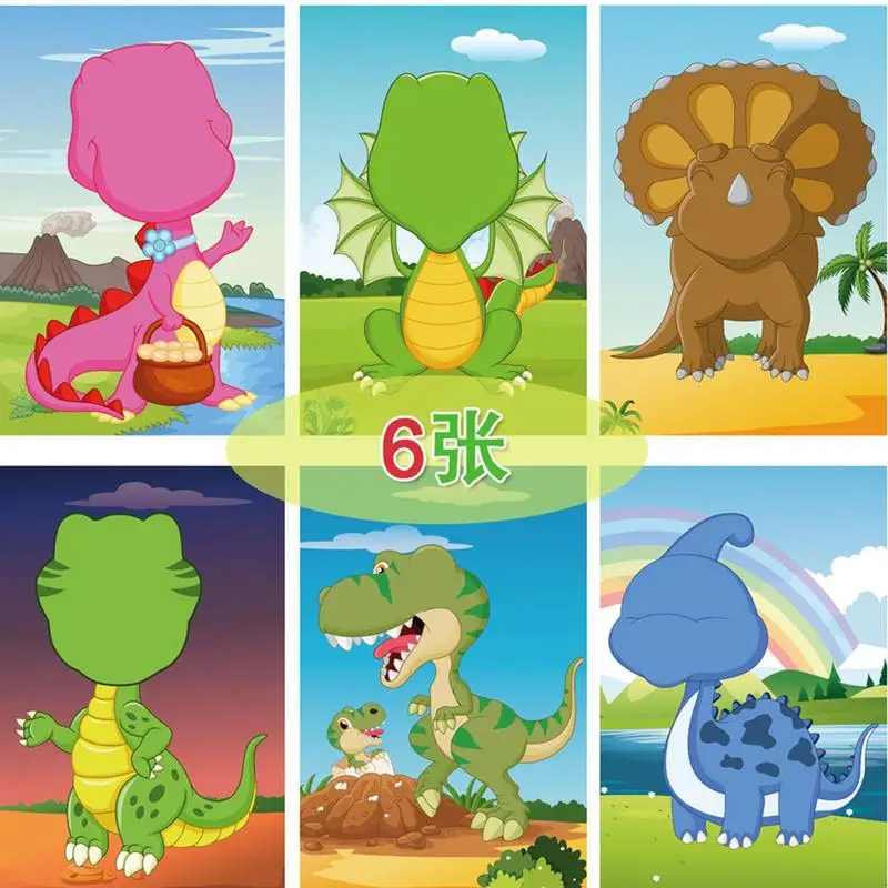 Toddler Sticker Book Reusable Sticker Activity Book for Kids Reusable Cartoon Stickers Educational Toys DIY Dinosaur Princess