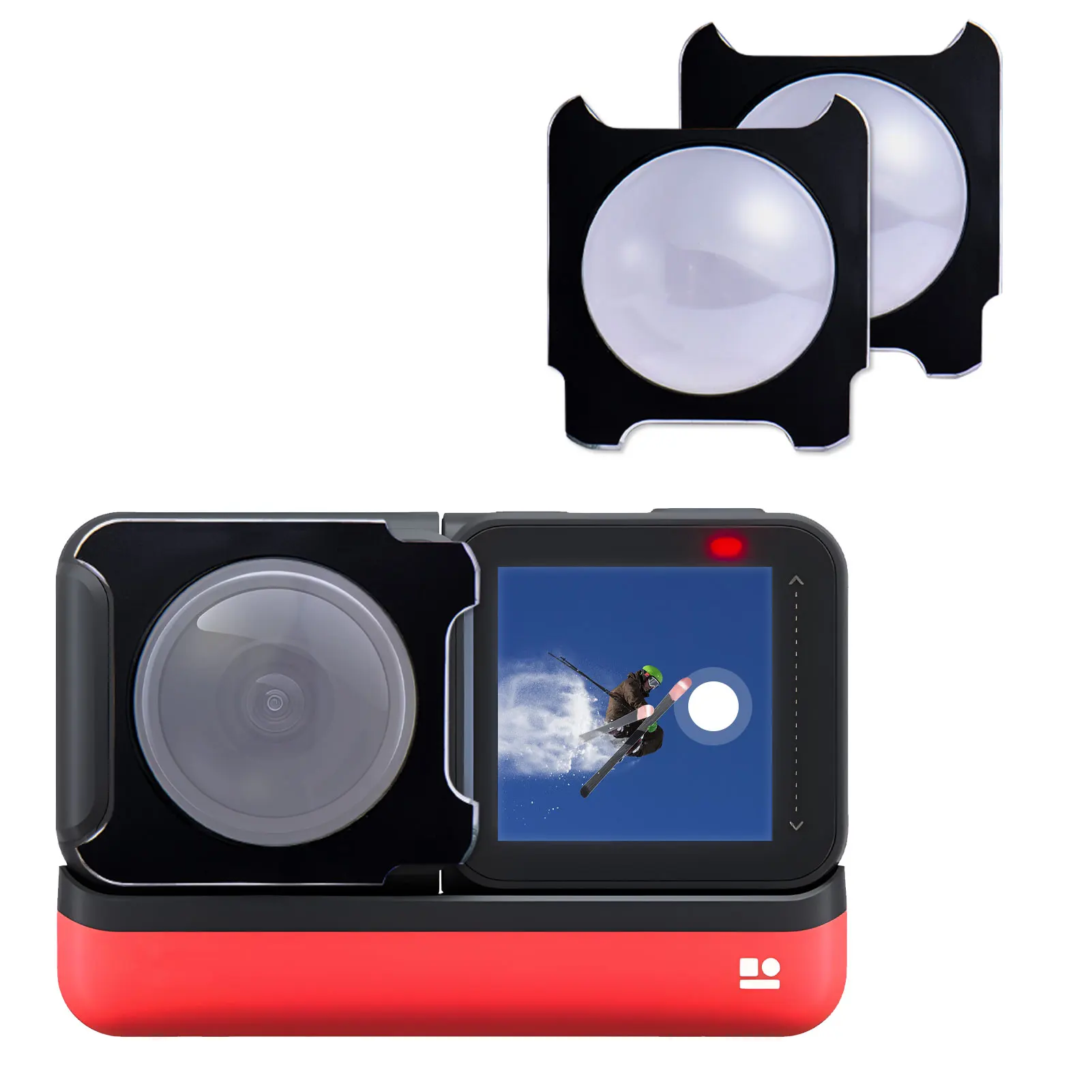 Insta 360 One RS/R 용 듀얼 렌즈 가드 2 개, 강화 유리 스포츠 카메라 커버 방수 투명 유리 렌즈 커버