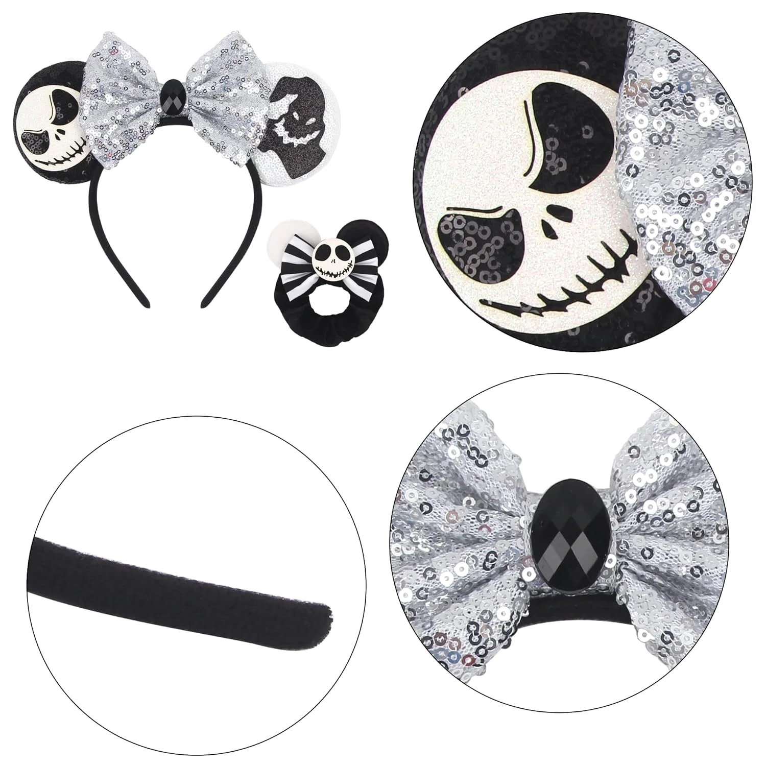A sequin mouse ears velvet Shiny bow Festive Carnival headpiece Halloween Hair piece Girl Ladies Adult Children birthday party