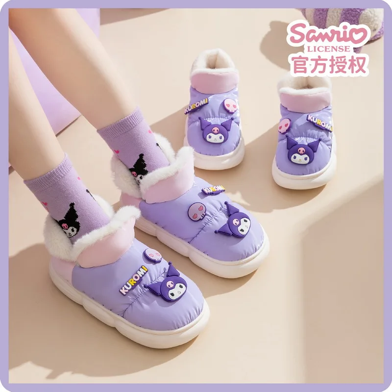 

Sanrio Kuromi HelloKitty Winter Waterproof Cotton Boots Women Indoor Thick Snow Ankle Boot Non-slip Soft Plush Warm Cotton Shoes