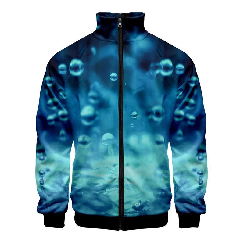 thumbnail image 1 of Chaqueta con estampado 3D de gotas de lluvia para hombre, abrigos de gran tamaño con personalidad moderna, chaquetas con cremallera Harajuku, ropa para niños, 1 of 5