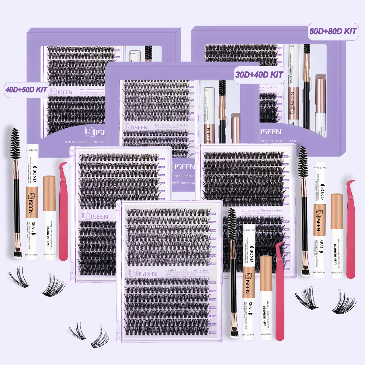 280pcs DIY Cluster Eyelash Extensions Kit D Curl Mixed Length Handmade Individual Lashes Bond Seal Remover Tweezers Brush fake eyelashes lash extension kit eyelash set brow and lash kit