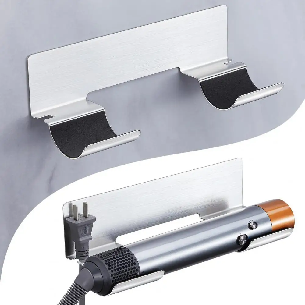 Support Sèche-Cheveux Mural Sans Percage – Porte Sèche-Cheveux Inox Noir, Adhésif Puissant, Pour Salle De Bain & Coiffure