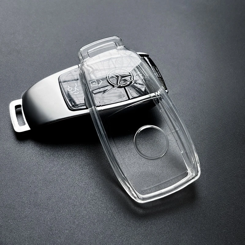 Weiche TPU-Schlüsselabdeckung für Mercedes-Benz GLC/GLE/E-Klasse/C-Klasse – Rauchschwarz/klar – Detail 9