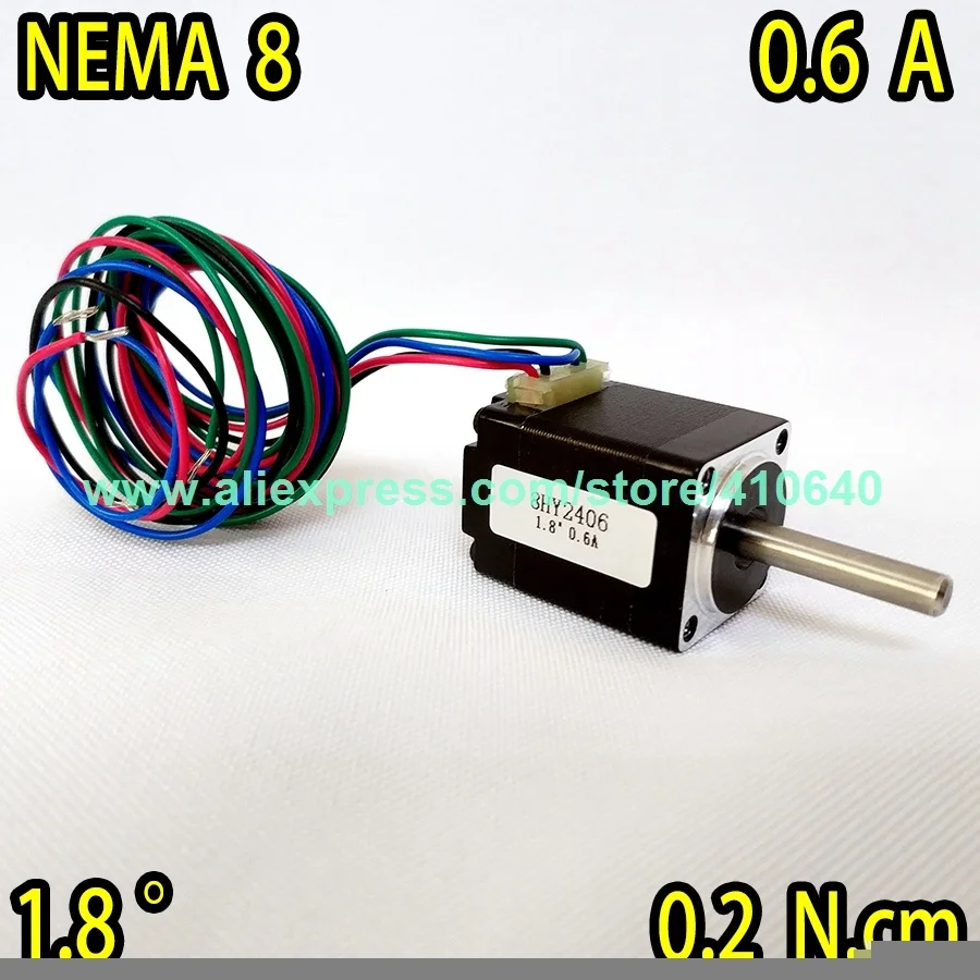 

SALES NEMA 8 Stepper Motor 8HY2406 Mini Size Stepping Motor 0.6A current 0.2 N.cm torque with 4 lead wires FROM FACTORY