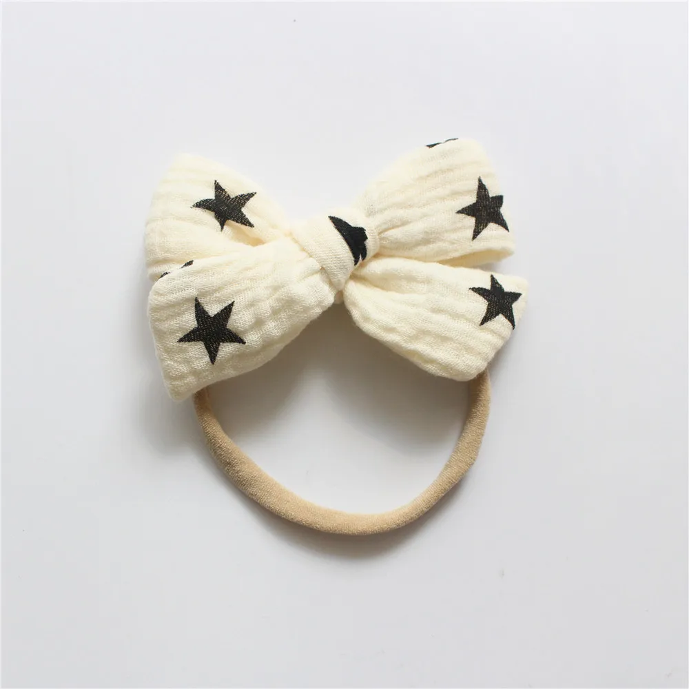 car baby accessories Muslin Cotton Gauze Bow Headband for Baby Soft Nylon Hairband Children's Hair Accessories 1pcs Baby Accessories Baby Accessories