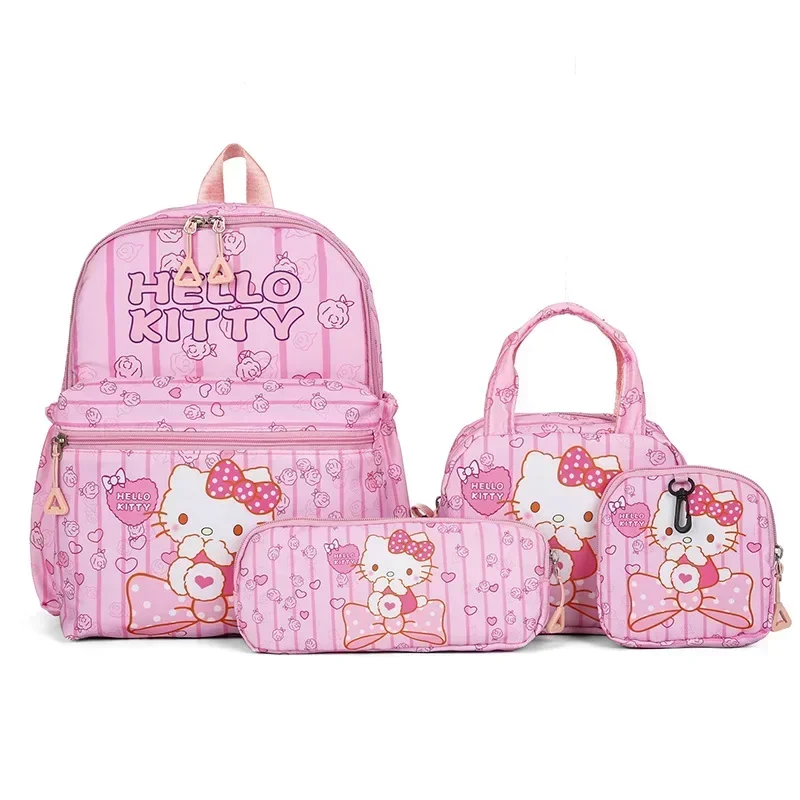 4pcs Sanrio hello kitty kuromi school bag cartoon backpack student backpack fashion cartoon pencil case shoulder messenger bag 3
