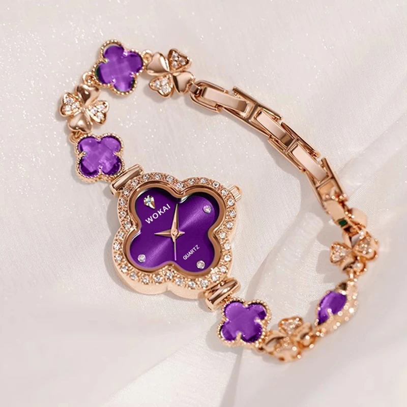 Ladies Purple Four-Leaf Clover Watch