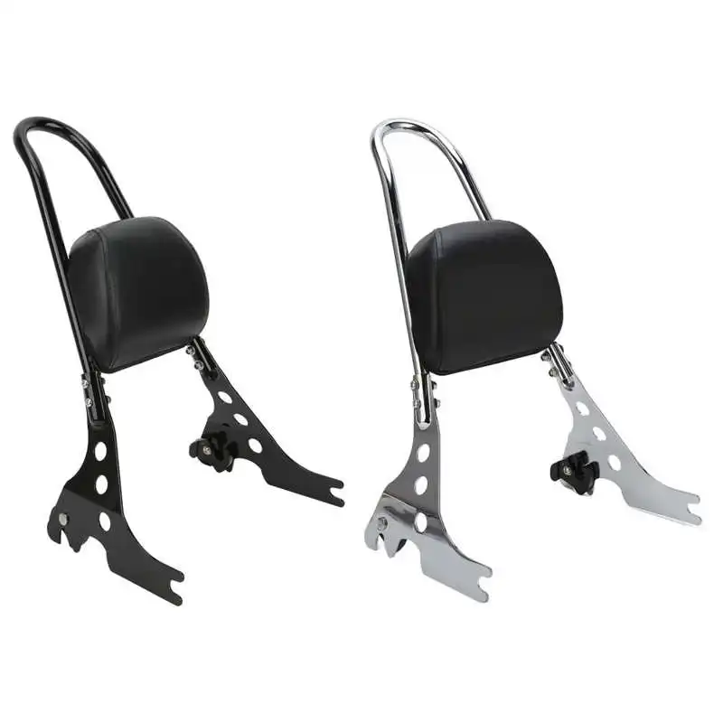 Parliky Detachable Black PU Leather Motorcycle Passenger Backrest