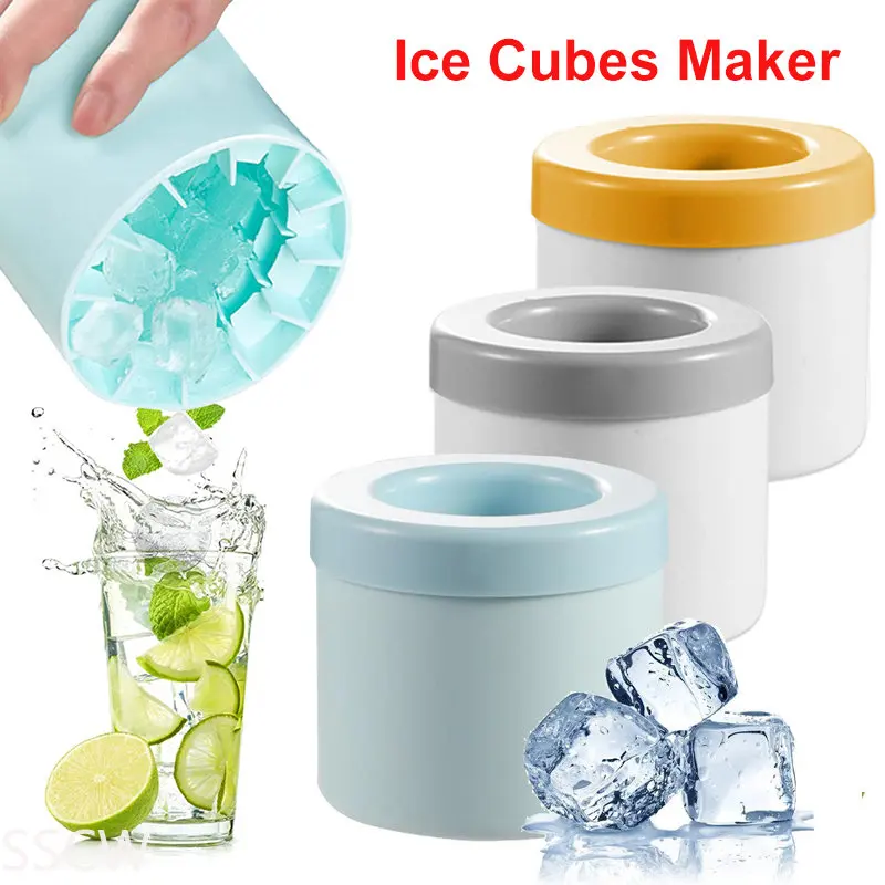 Silicone Ice Cube Tray Whiskey Cocktail Small Ice Cubes Cylinder Cup Easy  Release Ice Ball Maker with Lid For Party Barware - AliExpress