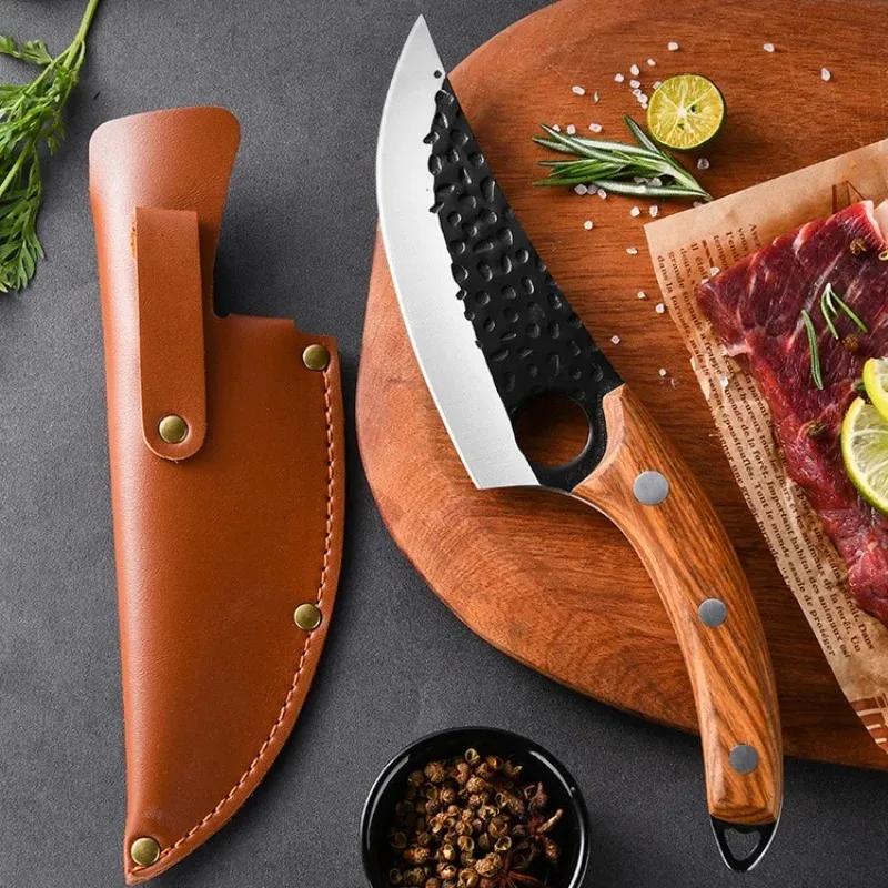 Kitchen Knife 1pc/2pc Stainless Steel Boning Knife Meat Cleaver Vegetable Slicing Knife Sharp Fruit Wooden Handle kitchen knife meat cleaver