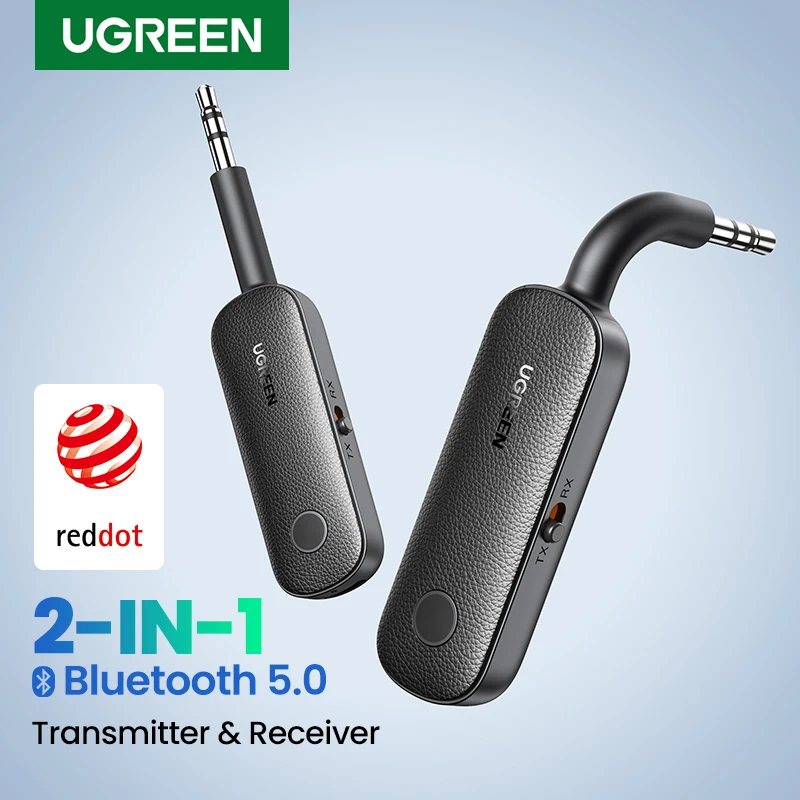 Ugreen Bluetooth 5.0 Transmitter Receiver 2 in 1 Aux Bluetooth Wireless  Adapter 3.5mm Low Latency for TV Laptop Switch Car Audio