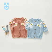 

New 2022 Autumn Baby Clothes Daisy Embroidery Toddler Girls Sweaters Casual Infant Cardigans