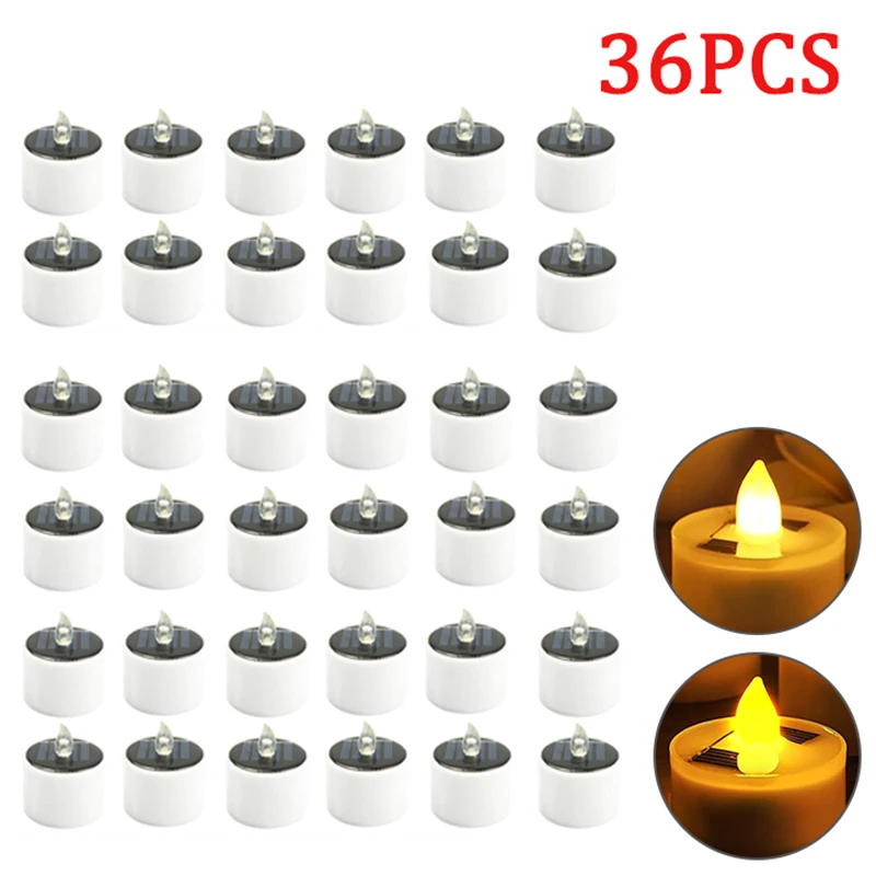 Set of 10 Waterproof Solar-Powered Flameless LED Tea Light Candles for Outdoor and Home Décor